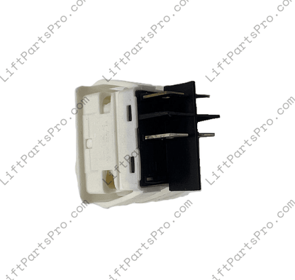 White and black electrical switch on a white background
