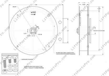 Elevator Door Close Spirator with Mounting Bracket and Hardware