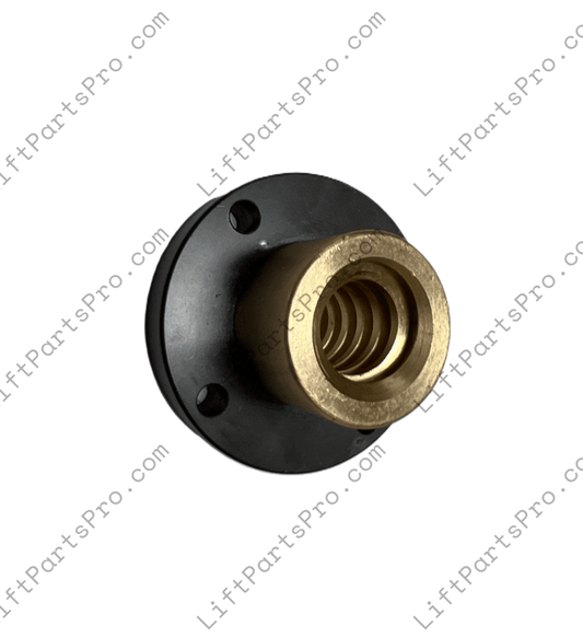 Symmetry & National Wheel-O-Vator Brass Safety Nut Flange Assembly for ACME screw drive lifts.