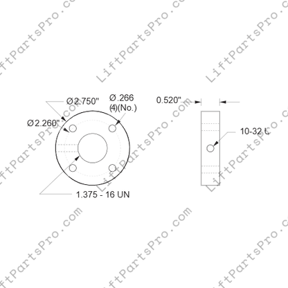 Symmetry & National Wheel-O-Vator Brass Safety Nut Flange Assembly for ACME screw drive lifts.