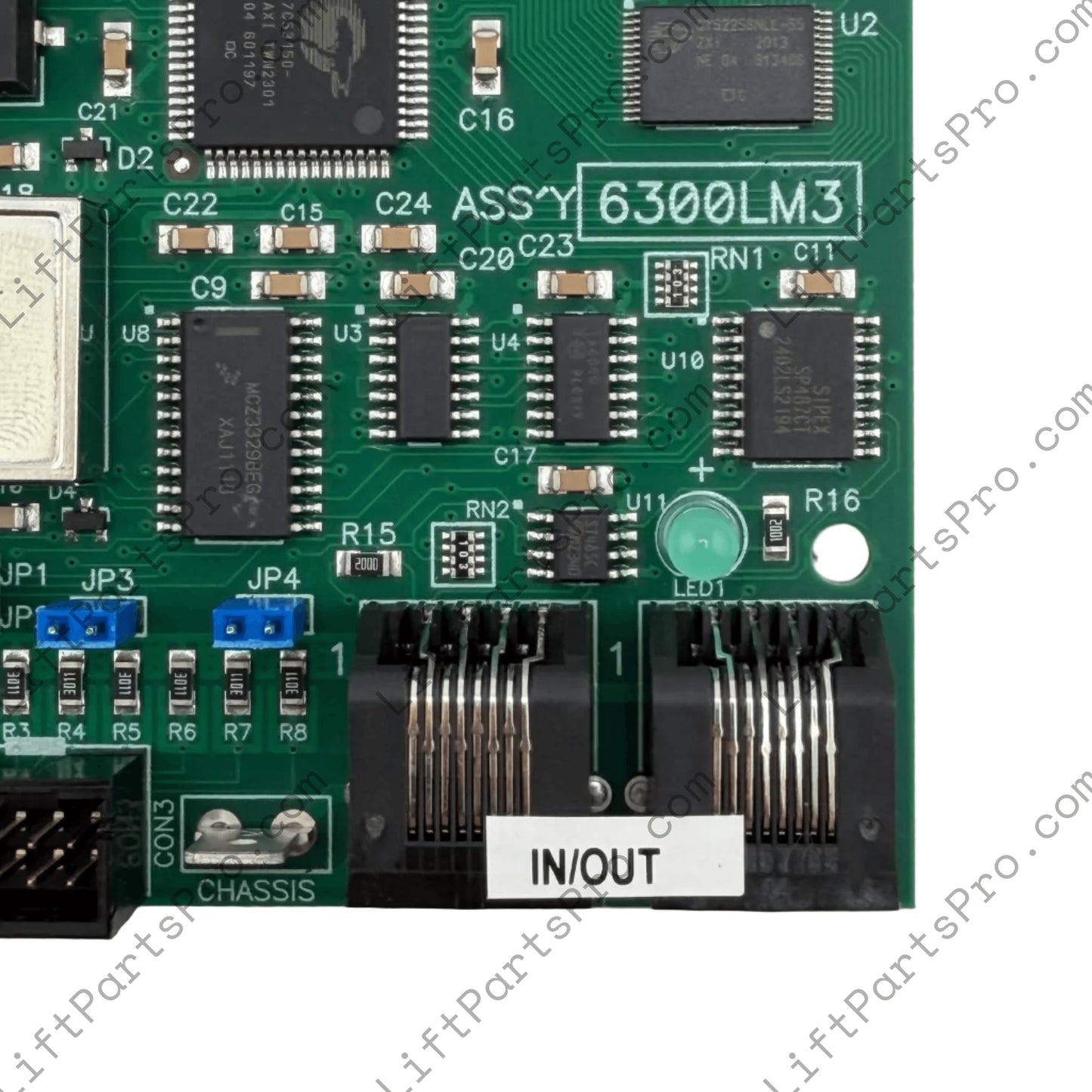 Close-up of ThyssenKrupp 6300LM3 LN/LON elevator controller circuit board #9782928