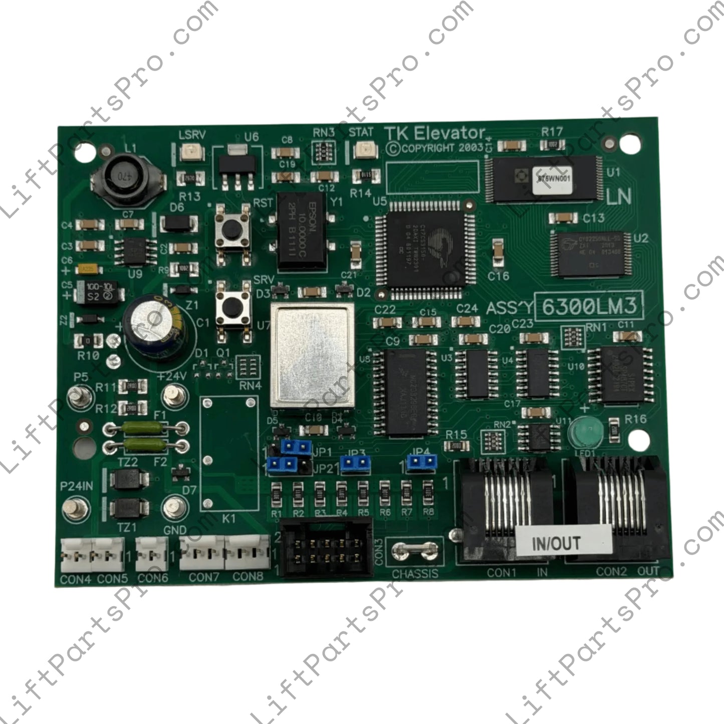 Straight view of ThyssenKrupp 6300LM3 LN/LON elevator controller circuit board #9782928