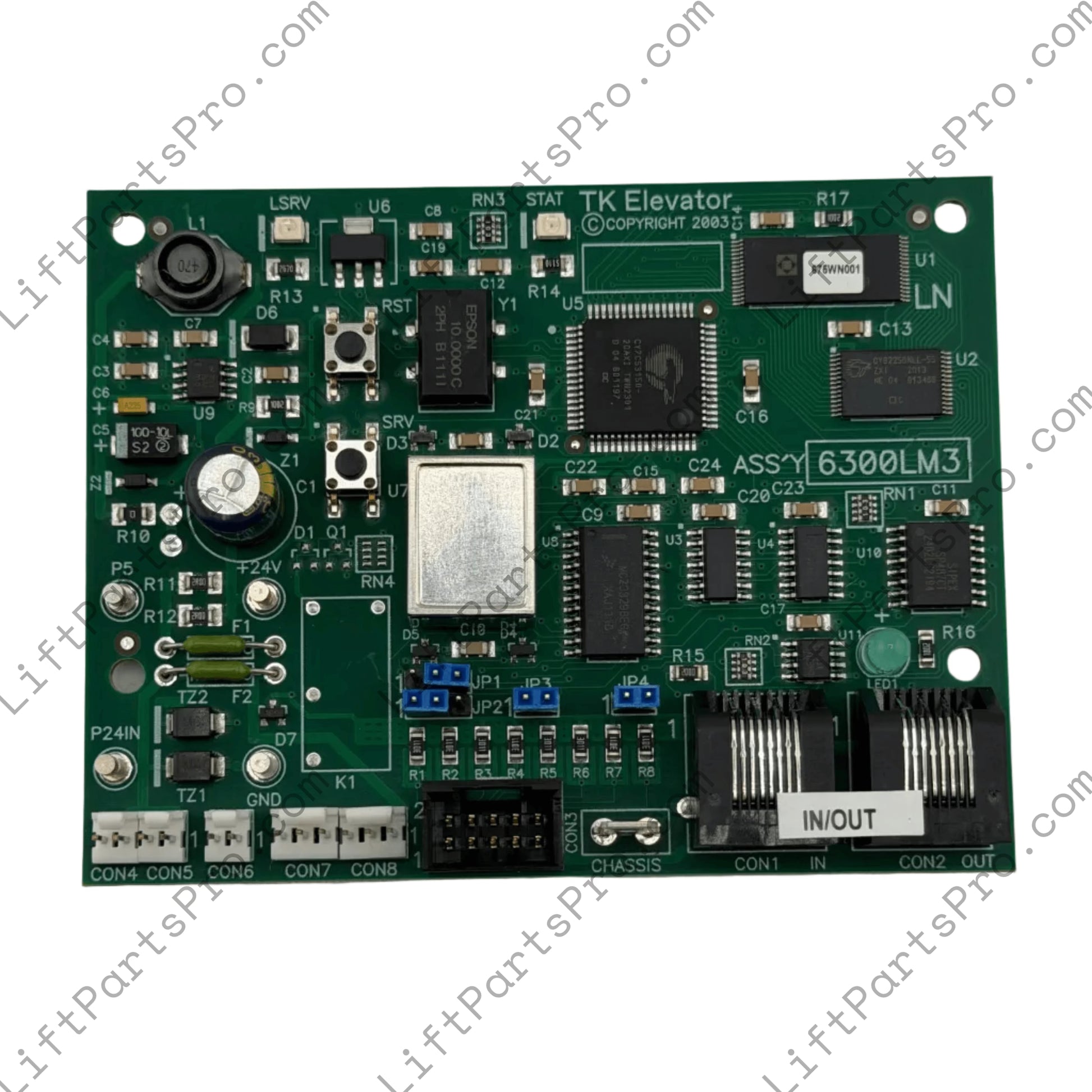 Straight view of ThyssenKrupp 6300LM3 LN/LON elevator controller circuit board #9782928