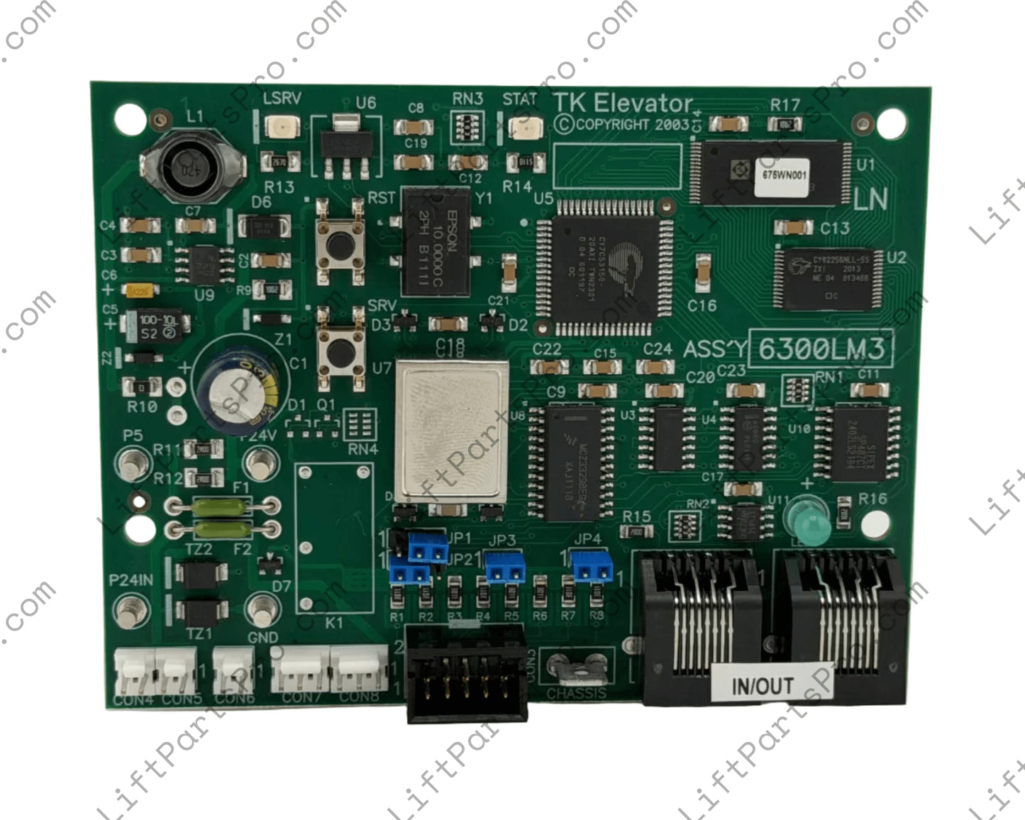 Angled view of ThyssenKrupp 6300LM3 LN/LON elevator controller circuit board #9782928