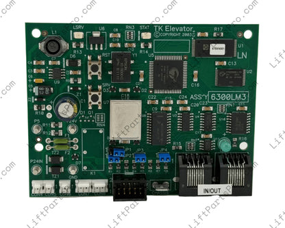 Angled view of ThyssenKrupp 6300LM3 LN/LON elevator controller circuit board #9782928