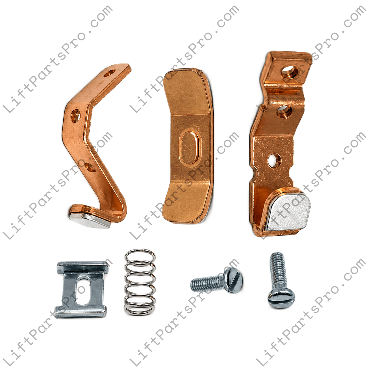 Dover Model P/S Size 2 1-pole contactor contact kit #147283 with copper contacts, spring, mounting clip, screws, and uncrimped lug