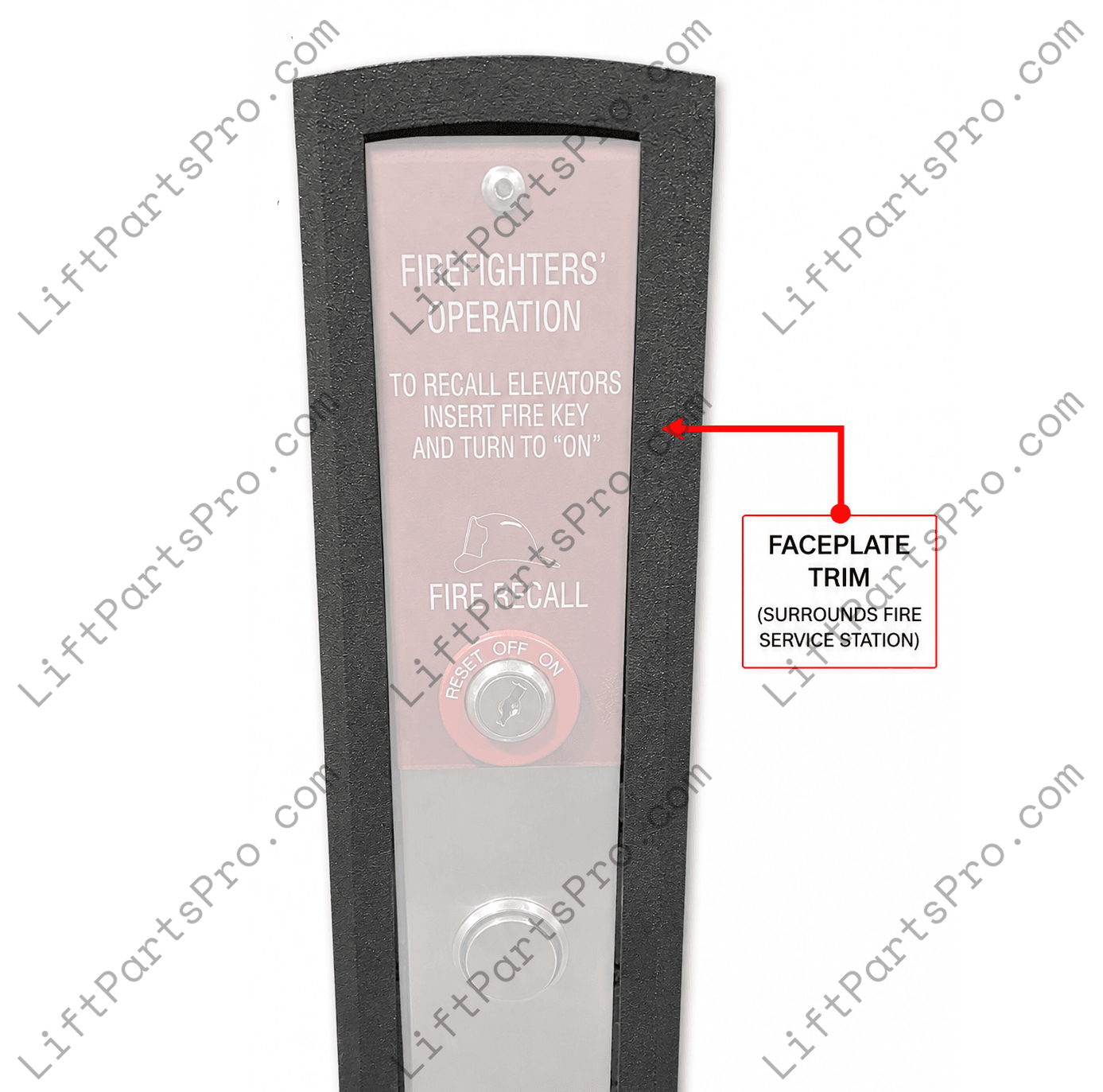 12-1/4" x 3-1/2" elevator hall station trim frame #141HH1 for ThyssenKrupp Signa4 signal fixtures, commonly used around fire service hall station assemblies.