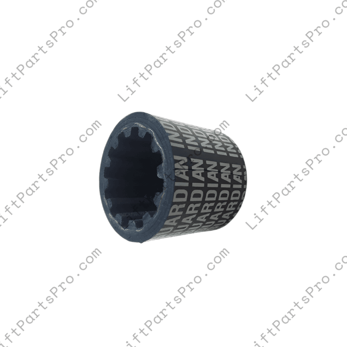National Wheel-O-Vator U1317 severe-duty black rubber elevator hydraulic pump-to-motor coupler, angled view.
