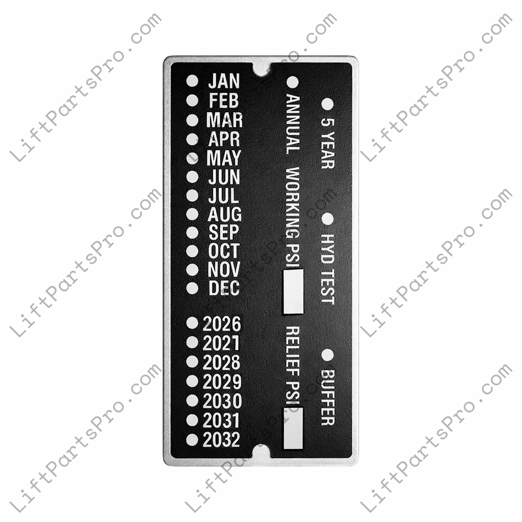 Hydraulic Elevator Inspection Data Tag