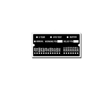 Hydraulic Test Data Plate - LU/LA & Hydraulic Elevators